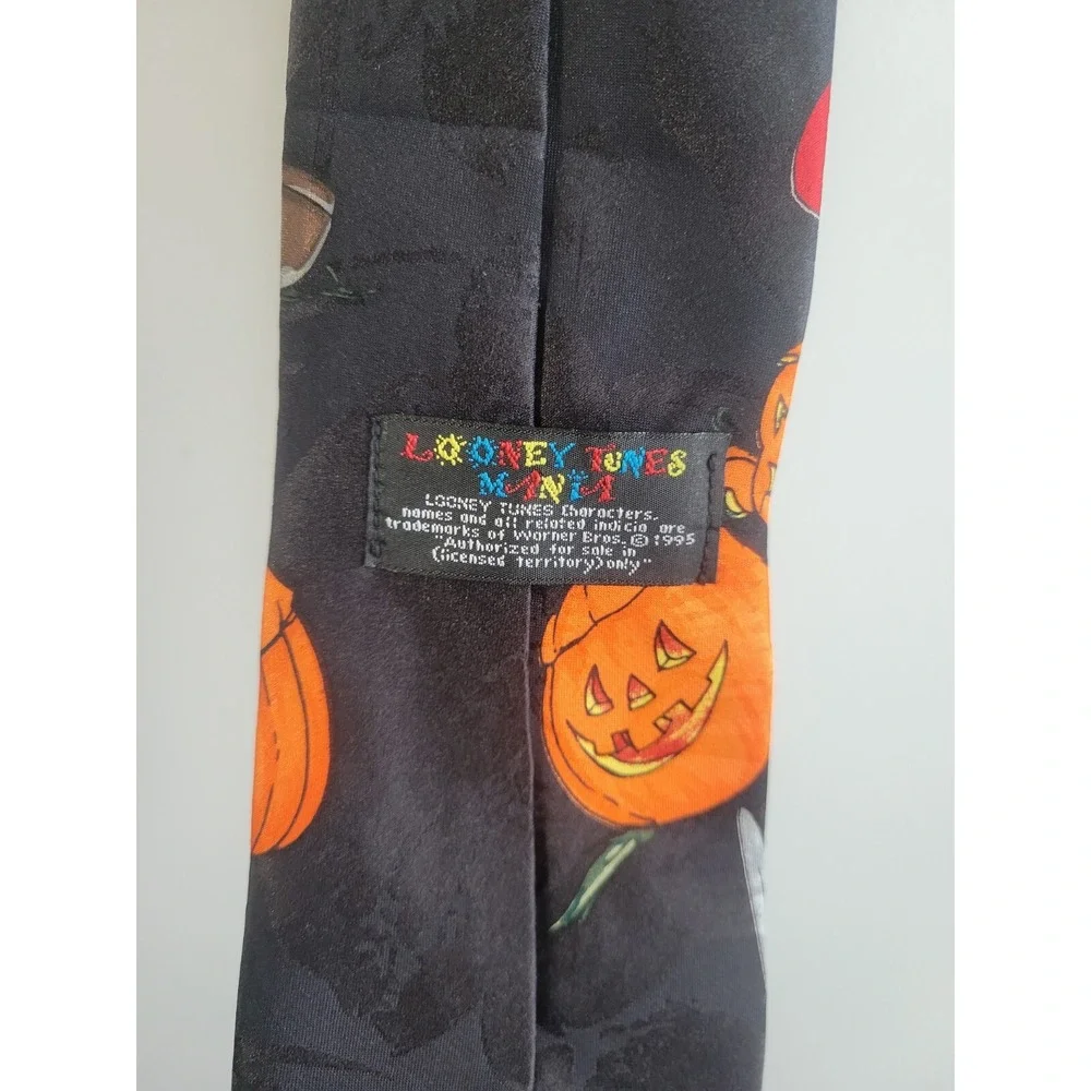 Vtg Looney Tunes Mania Halloween Tie Bugs Bunny‎ Tasmanian Devil Pumpkins 1995